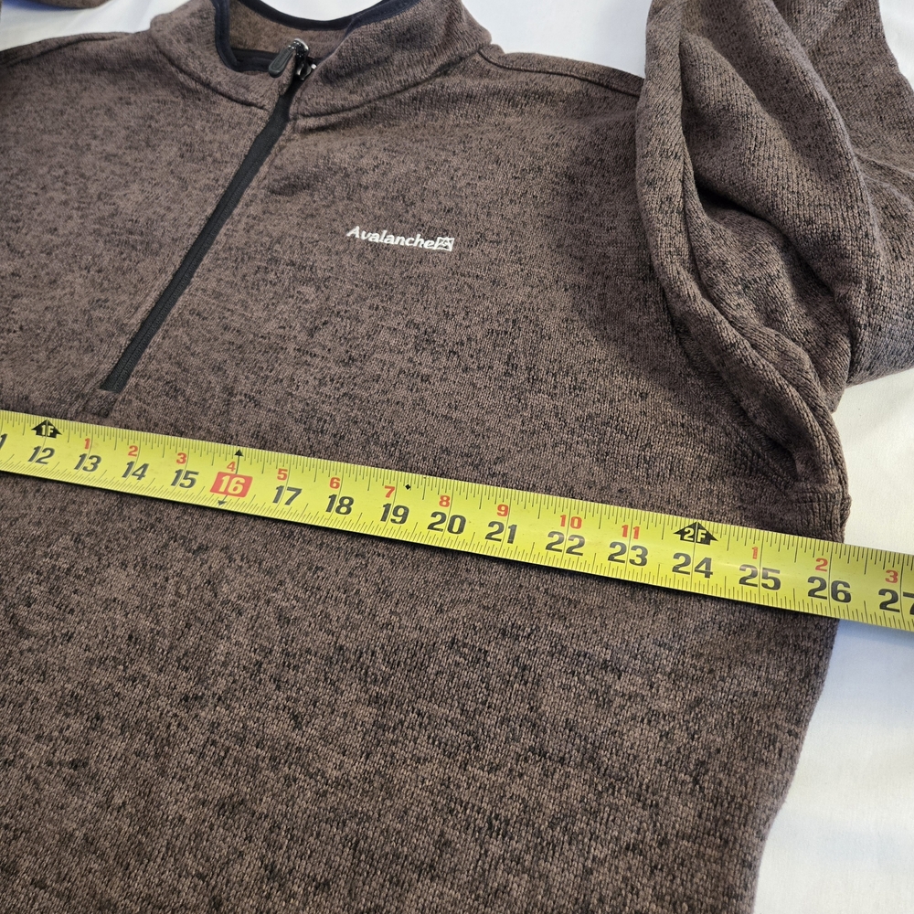 AVALANCHE Pullover‎ Jacket Mens 2XL Quarter Zip Thermal Brown Knit Fleece - Picture 14 of 15